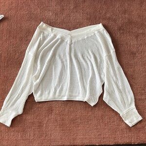 White Off-Shoulder Knit Sweater